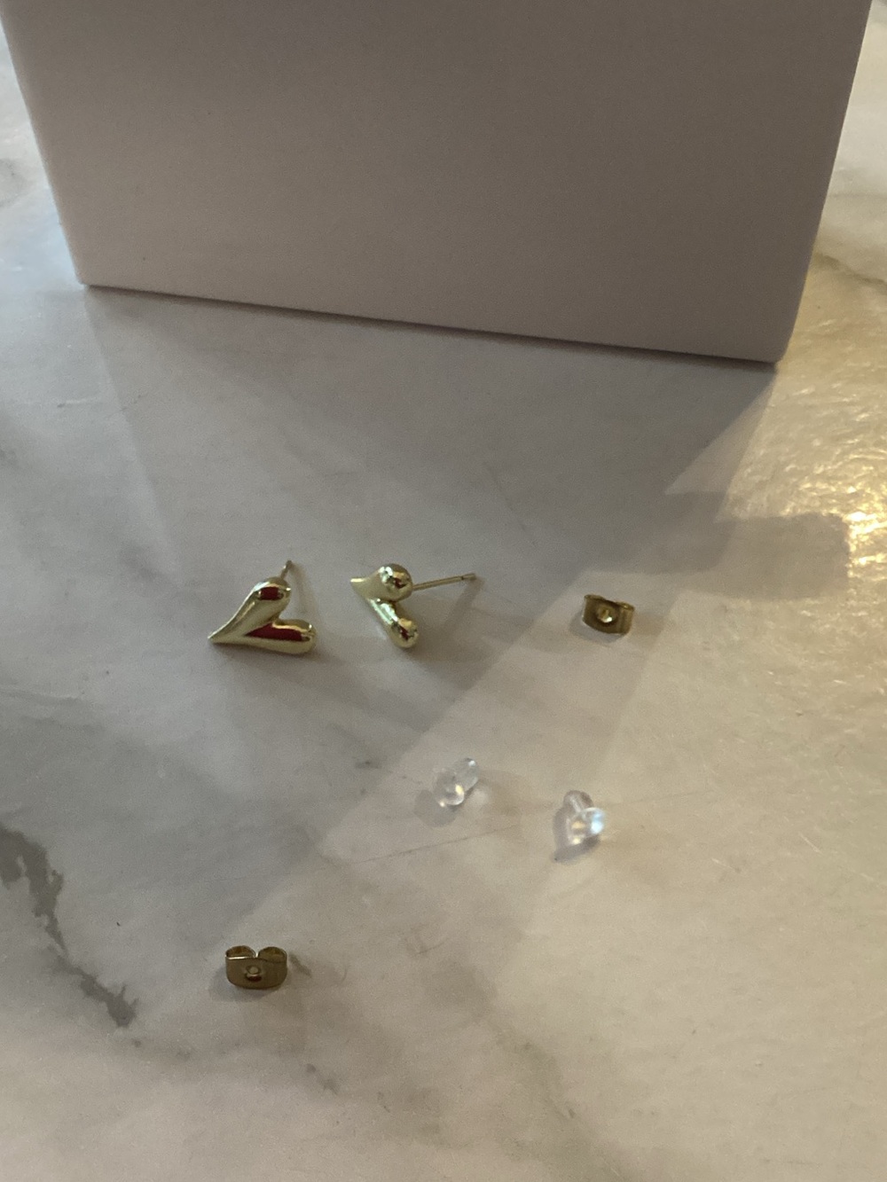 Brook and Bloom Chunky, Elongated Gold Heart Stud Earrings